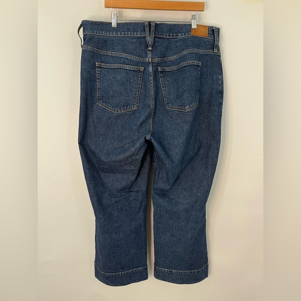 J. Crew 18 34x27 Slim Wide Leg Jean Brick 0849 Lane High Waist Dark Blue Denim - Picture 5 of 13